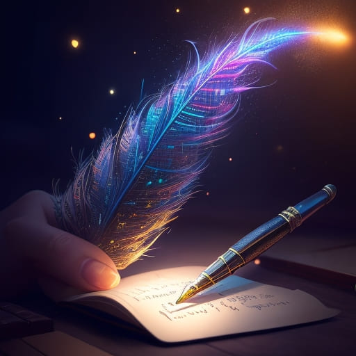 Une plume et un stylo en digital art
